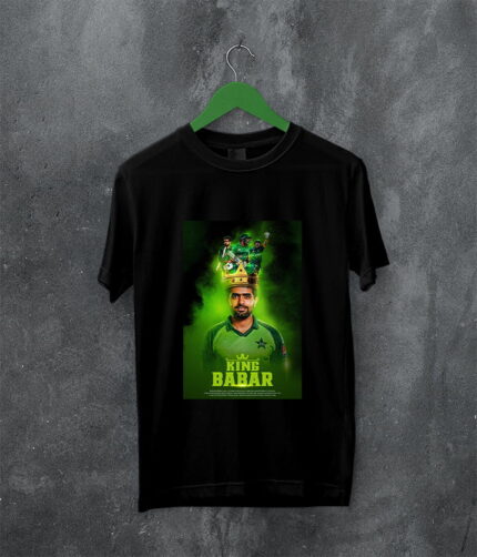 Born to Bat Celebrating Babar Azam Pic on this Cricket T-Shirt A4 Size Print | Perfect Prints