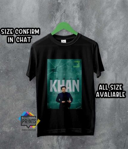 Best Imran Khan Pic Poster For PTI Supporters Khan Black Cotton T-shirt Pakistan A4 Print