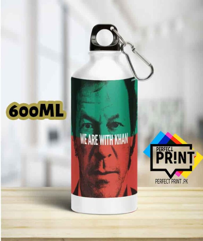 Best Imran Khan Pic We Are With Khan PTI Suppoter Water Bottle 600Ml