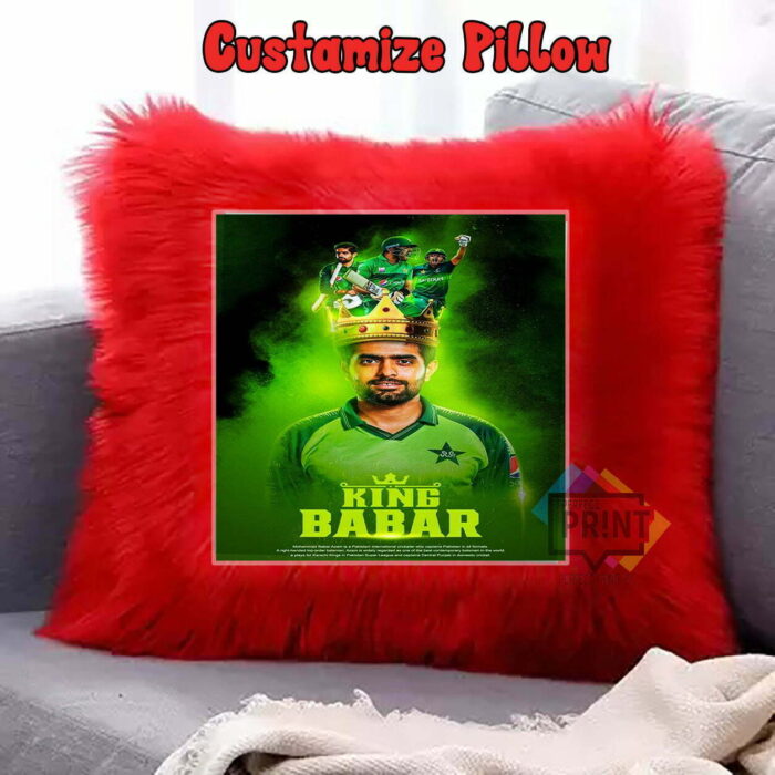 Born to Bat Celebrating Babar Azam Pic on this Cricket Fur Pillow 12BY12 | Perfect Prints