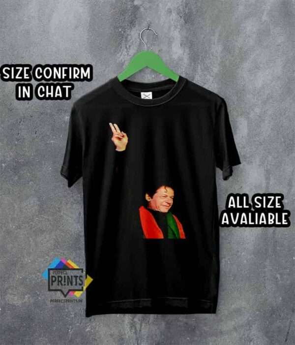 Amazing Imran Khan Pic Pti Products Khan Black Cotton T-shirt Pakistan A4 Print