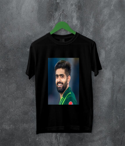 Show Your Support with the Babar Azam Pic Fan Collection T-Shirt A4 Size Print | Perfect Prints
