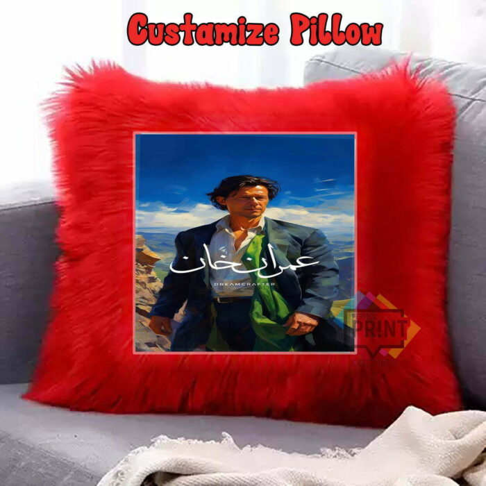 Imran Khan Pic Tribute - Remembering a Leader's Journey Fur cushion covers 12 by 12 | Perfect Prints