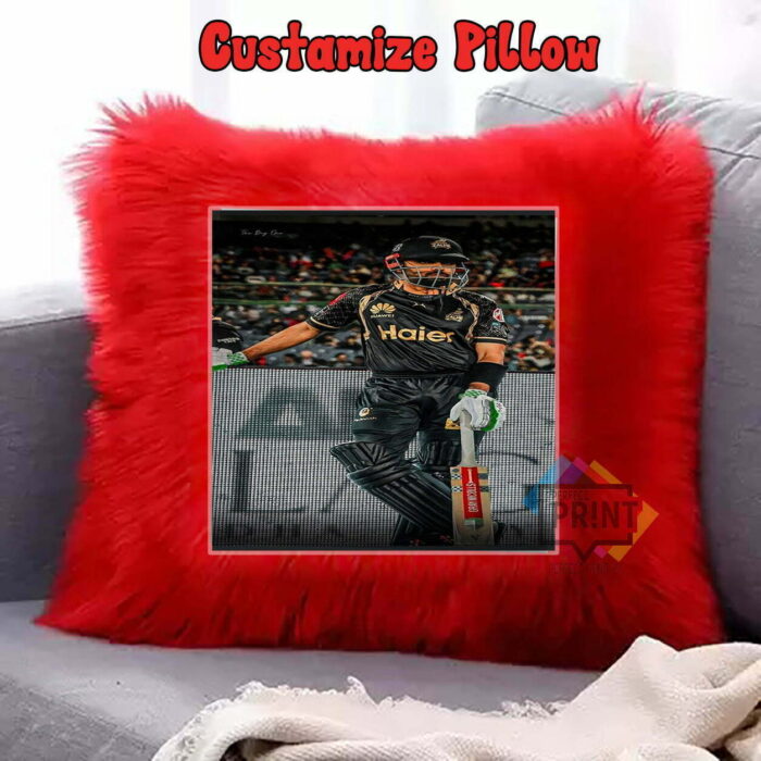 Babar Azam Pic Fanatic Edition Cricket-Inspired Fur Pillow 12BY12 | Perfect Prints