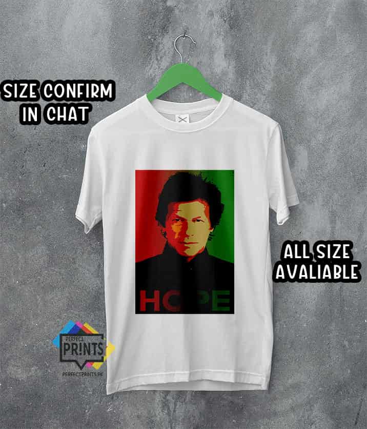 Best T-Shirt pakistan for Imran Khan Pic Hope Poster Design A4 Size Print