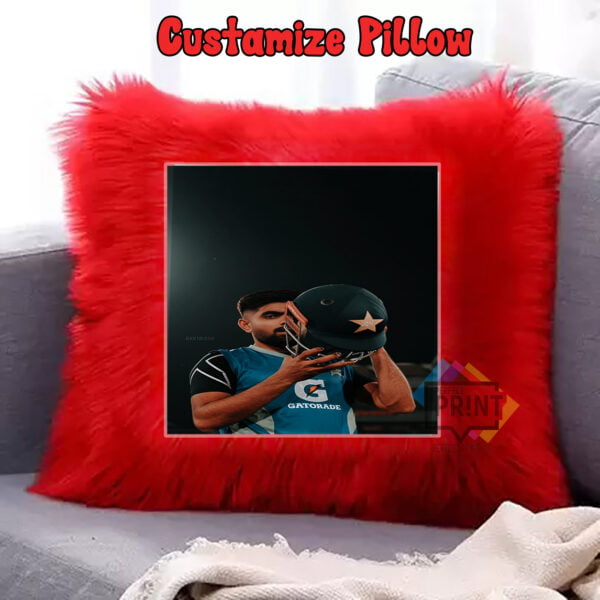 Babar Azam Pic-Inspired Cricket Enthusiast Fur Pillow 12BY12 | Perfect Prints