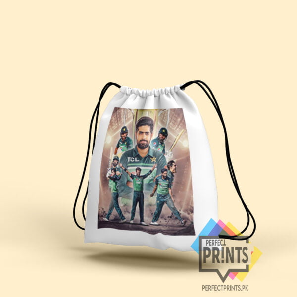 Babar Azam Pic Superfan Apparel Wear the Passion Drawstring bag 14 By 16