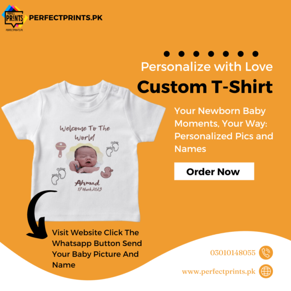 Newborn Baby Debut Personalized Photo and Name T-shirt | Newborn Baby Clothes in Perfect Prints