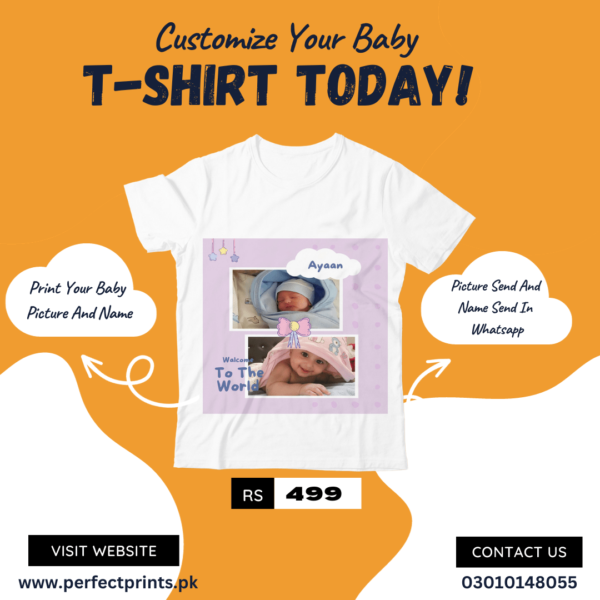 Newborn Baby Debut Personalized Photo and Name T-shirt | Newborn Baby Clothes in Perfect Prints | 100% Good Quality