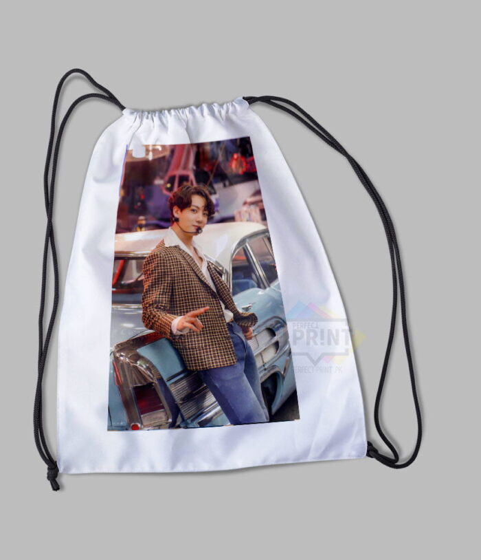 BTS Pics Handsome Jungkook Trendy Designs for Every ARMY Drawstring bag14 By 16 | Perfect Prints