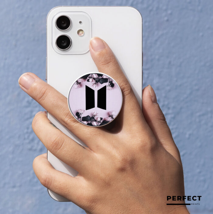 Beautifull Flowers Bts Logo BTS Mobile Socket Holder In Pakistan | Perfect Prints #1 Quality