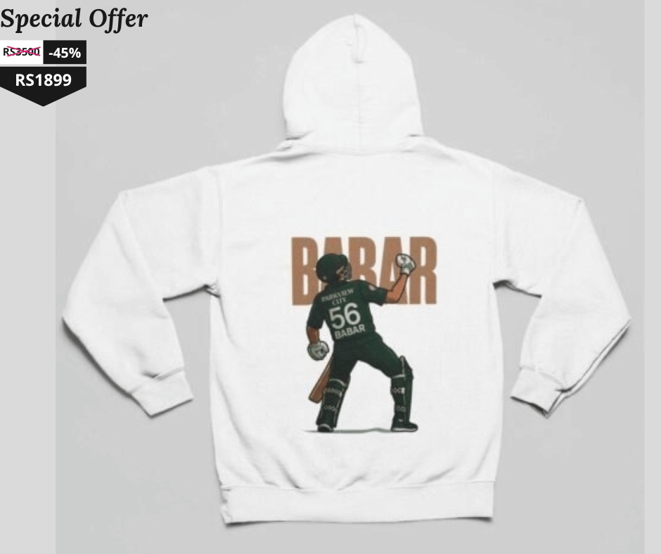 Best White Rock Your Look with Oversized Babar Azam Hoodie