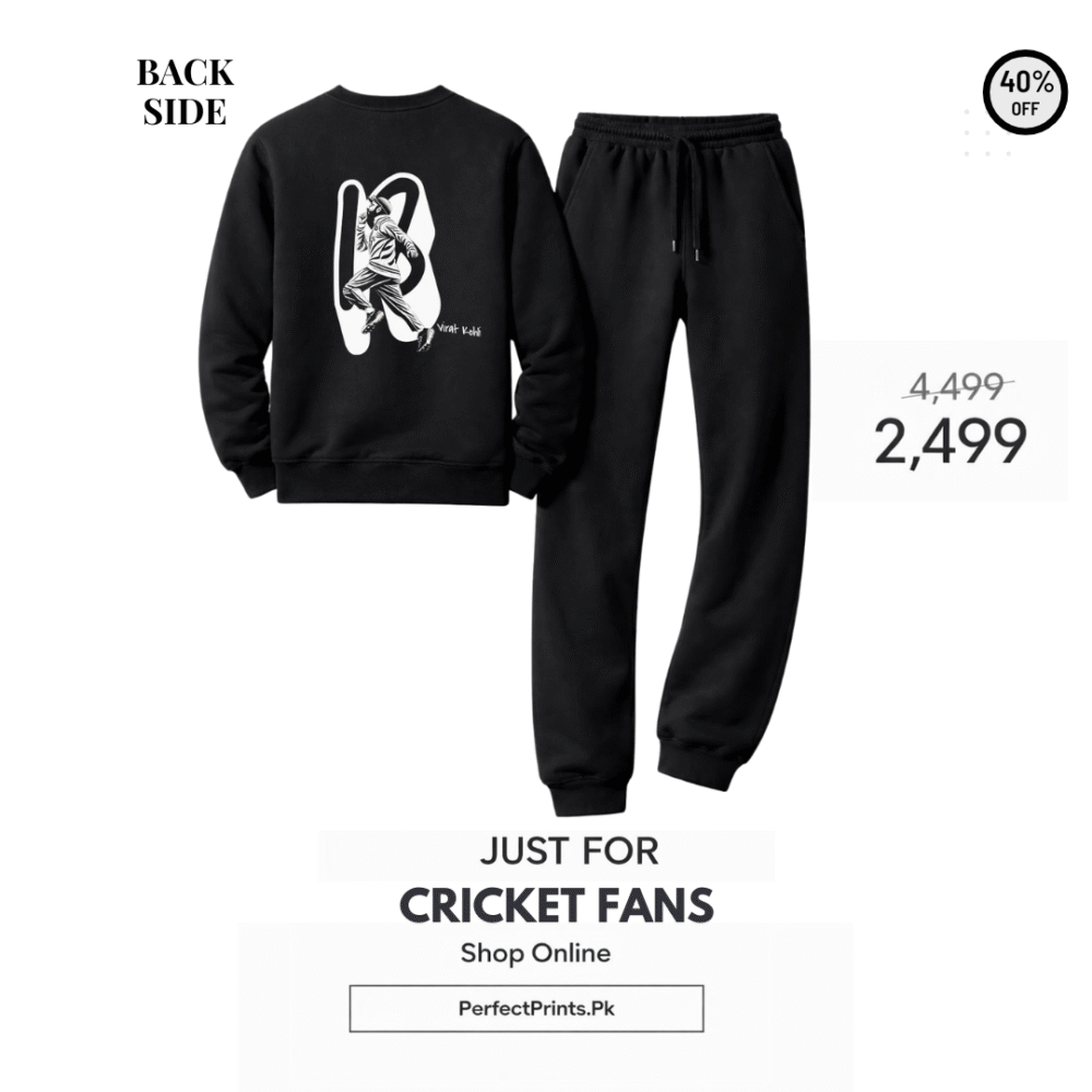 Best Power Look Cricket Wear – Virat Kohli Black Cricket Tracksuit with No. 18 Print