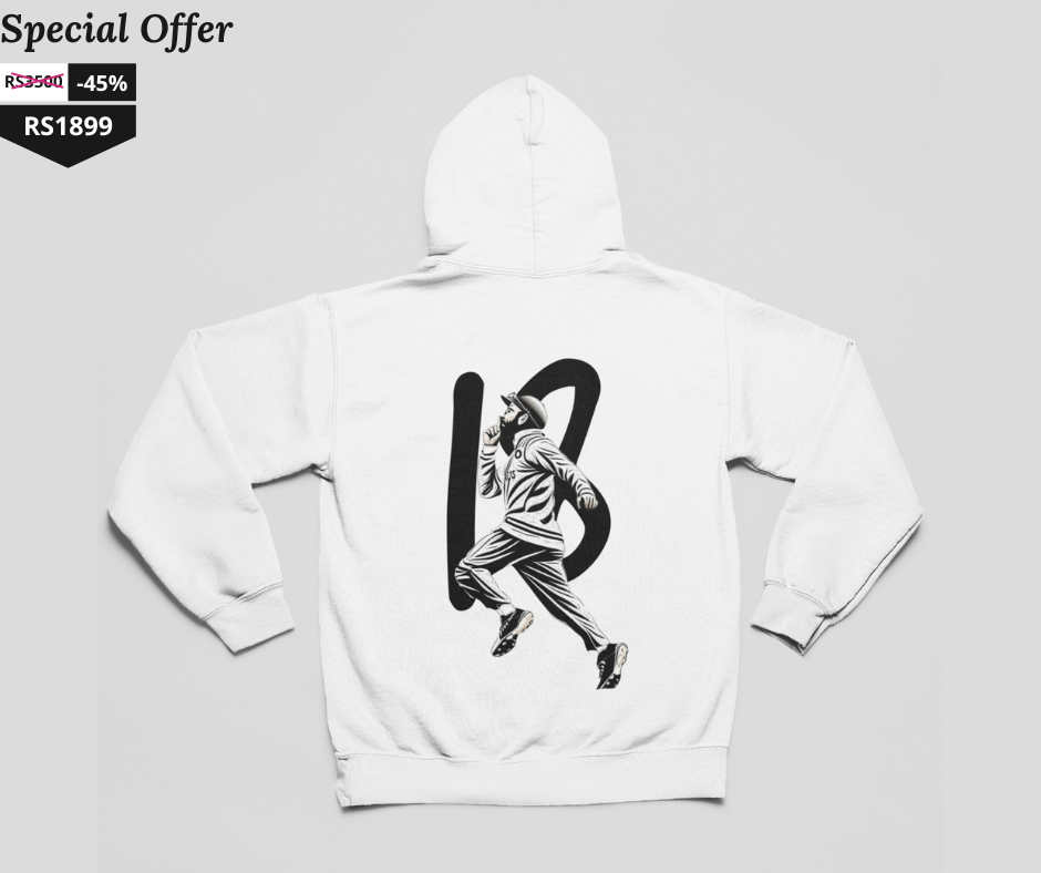 Best Power Look Cricket Wear – Virat Kohli White Cricket Hoodie with No. 18 Print