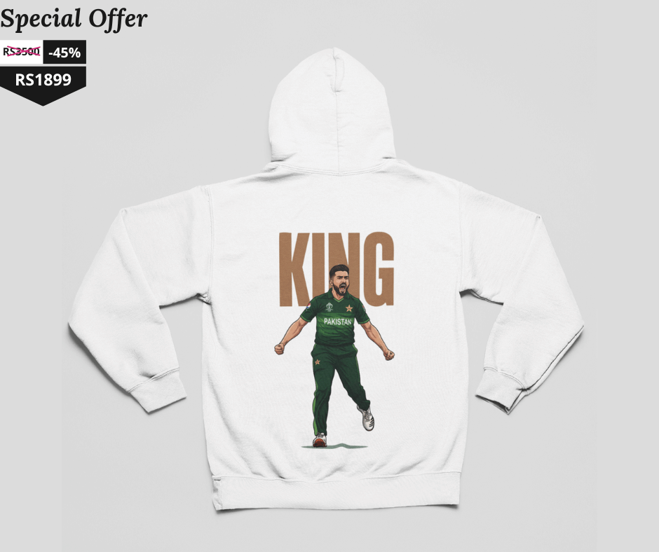 Wear Your Hero - Muhammad Amir Official Cricket Hoodie | Perfect Prints | Huge 45% Discount