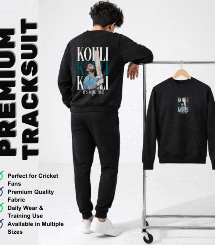 Black Limited Edition Virat Kohli Cricket Tracksuit | No. 18 Fan Favorite